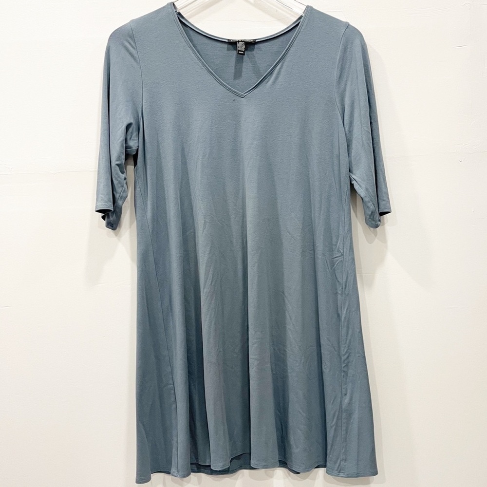 Eileen Fisher V-Neck Jersey Tunic Top Light Blue Medium